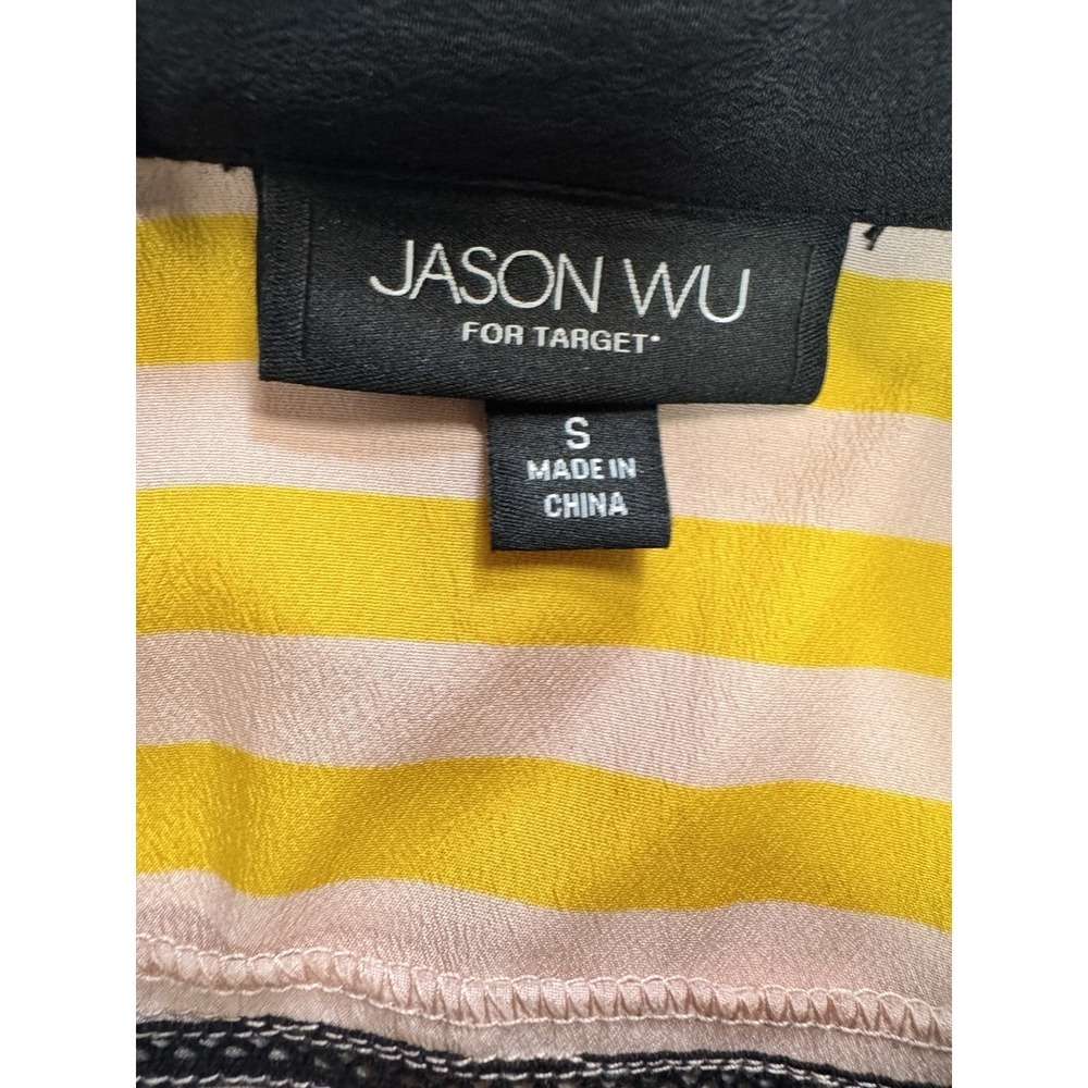 Jason Wu for Target Pink Yellow Black Stripe Sleeveless Shirtdress Belted Size S - Picture 2 of 5